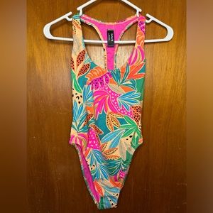 NWT HURLEY BAHIA CHEEKY RACERBACK ONE PIECE ELECTRIC PINK